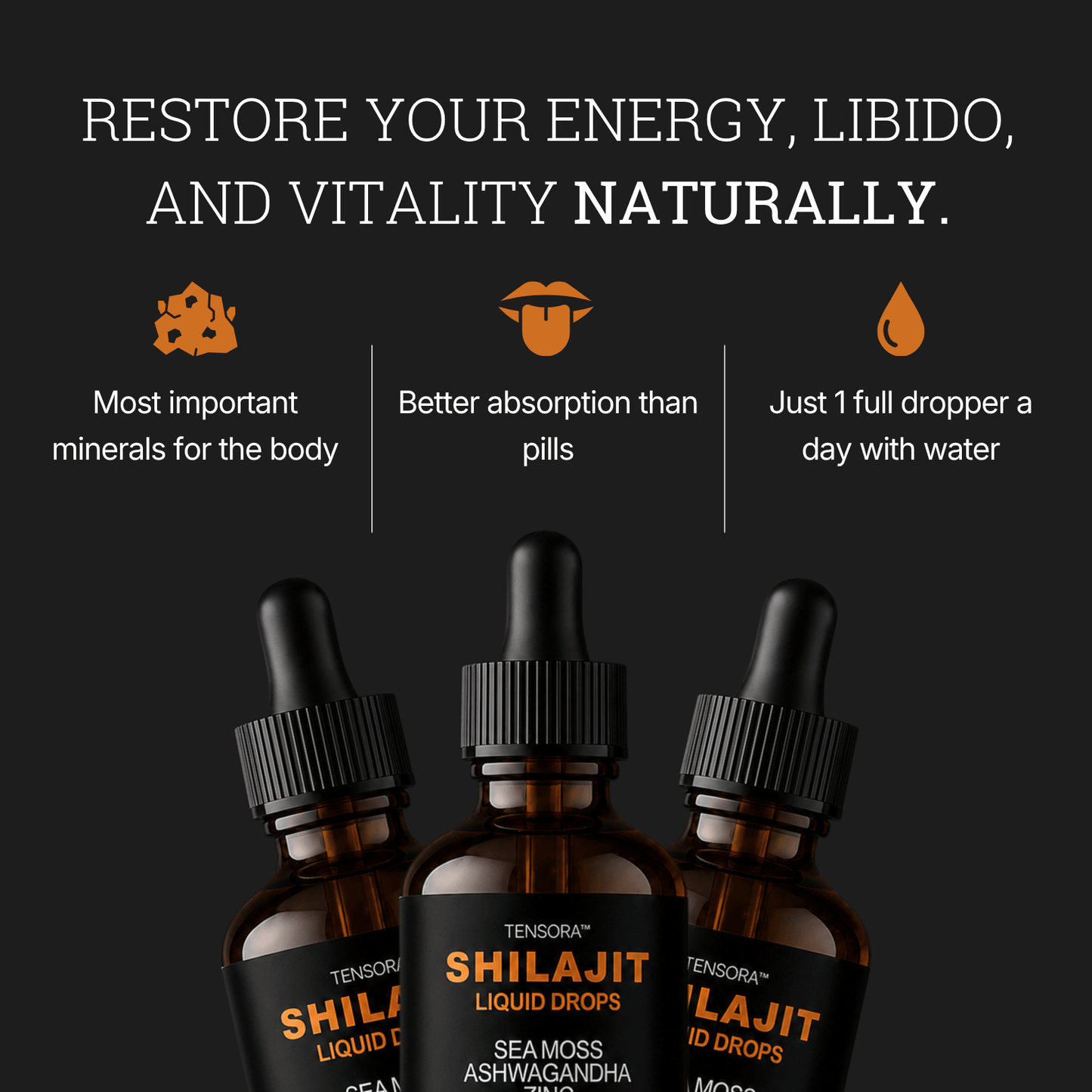 TENSORA™ Natural Shilajit Drops